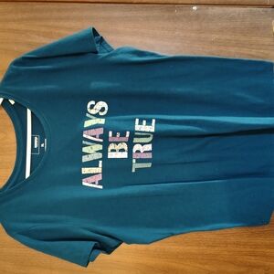 Teal Graphic Tee with Inspirational Text
